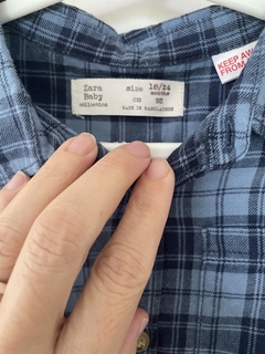 Camisa franela ML azul. a cuadros. ZARA. 18/24 meses - comprar online