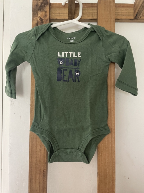 3M | Body ML verde con oso. CARTERS. 3 meses.
