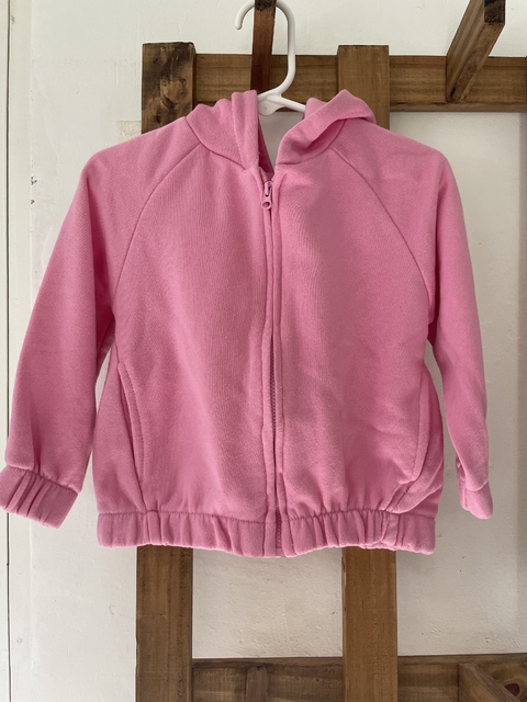 Buzo rosa con cierre y capucha. ZARA. 18/24 meses.