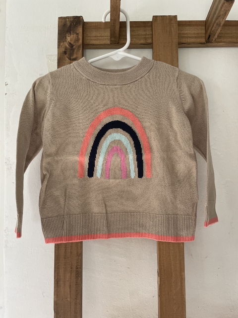 Sweater beige con arcoíris. CARTERS. 2 años.