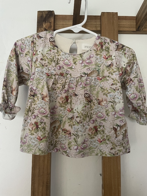 9M | Remera ML con flores y animales. PIOPPA. 9 meses.