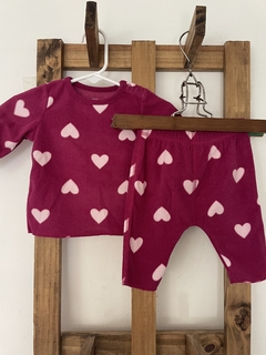 SET 3M | Pantalón y buzo rosa polar con corazones. CARTERS. 3 meses. - comprar online
