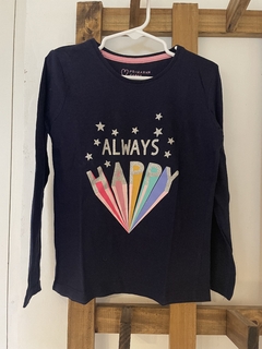 Remera ML azul con estrellas Happy. PRIMARK. 5/6 años. - Lo Canto • Moda Circular