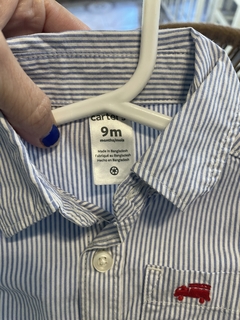 Camisa ML a rayas celeste. CARTERS. 9 meses. - comprar online