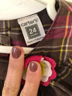 2A | Vestido manga larga CARTER'S cuadrille marrón y rosa 2 años. - comprar online