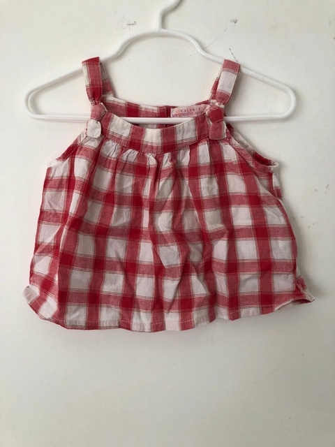 9/12M | Blusa sin mangas a cuadros roja. ZARA. 9/12 meses.
