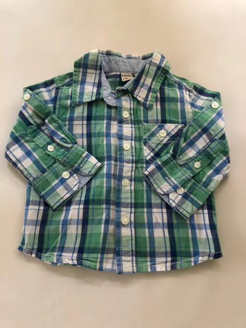 9M | Camisa a cuadros verde y azul. Yamp. 9 meses.