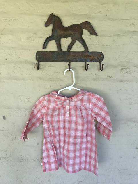 6M | Vestido camisero a cuadros rosa. 6 meses. (Es amplio).