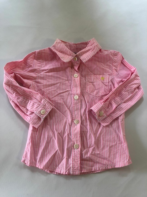 12M | Camisa ML rayas rosas. CARTERS. 12 meses.