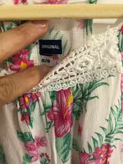 8/9A | Vestido blanco con flores hawainas. ORIGINAL. 8/9 años. - comprar online