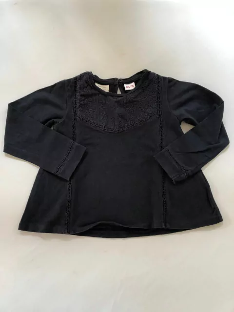 6/9M | Remera ML azul con florcita. ZARA. 6/9 meses.