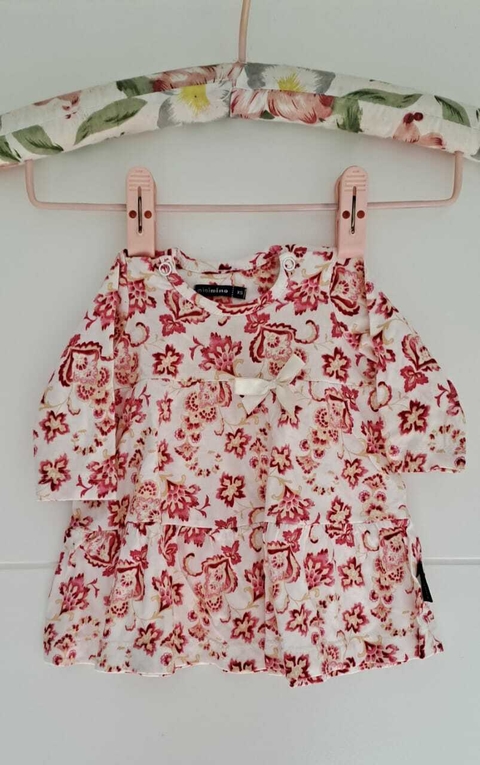 Vestido con flores rojas. MIMO. 1/3 meses.