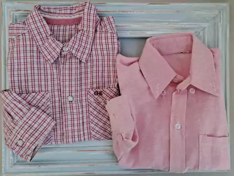 6A | SET 2 camisas ML lisa rosa y a cuadros bordo. CHEEKY. Talle 6 años