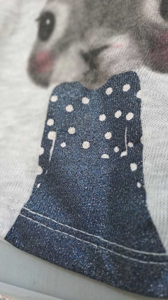 4/6M | Remera ML gris c/coneja glitter. H&M. Talle 4 a 6 meses - Lo Canto • Moda Circular