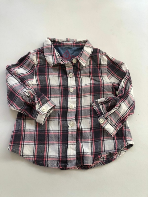 9/12M | Camisa ML a cuadros con algunos hilos plateados. PRIMARK. 9/12 meses.
