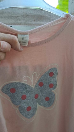 8A | OUTLET -Remera ML salmón con mariposa con brillos. CHEEKY. Talle 8 años. - comprar online