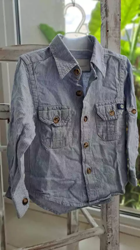 Camisa ML celeste a rayas blancas. PAULA CAHEN D ANVERS. Talle 1