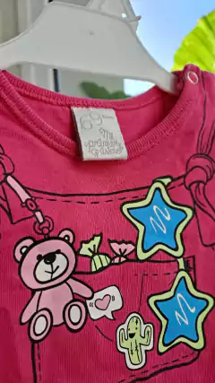 6/9M | Pijama entero rosa fucsia c osito y estrellas. GRISINO. Talle 6 a 9 meses. - comprar online