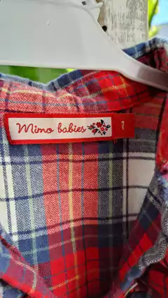 Vestido ML escocés azul y rojo con cuello y volados. MIMO babies. Talle 1 - comprar online