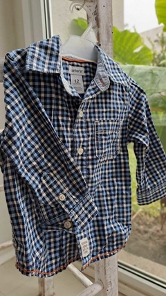 12M | Camisa ML a cuadros azul y celeste. CARTERS. Talle 12 meses - comprar online