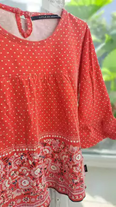 2M | OUTLET- Remera manga 3/4 roja c lunares y guardas. LITTLE AKIABARA. Talle 2 meses - comprar online
