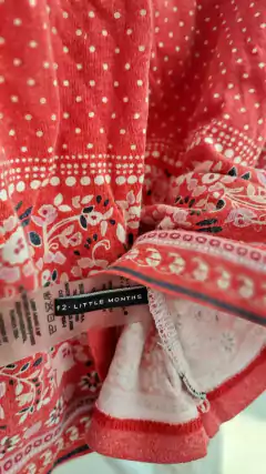 2M | OUTLET- Remera manga 3/4 roja c lunares y guardas. LITTLE AKIABARA. Talle 2 meses - Lo Canto • Moda Circular