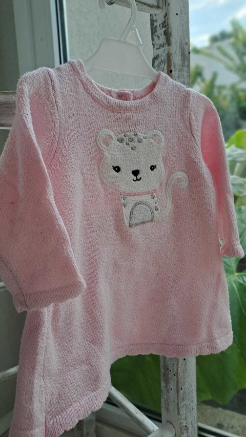 0/3M | OUTLET- Sweater rosa lana elastizada "gatito". GEMBOREE. Talle 0a3 meses