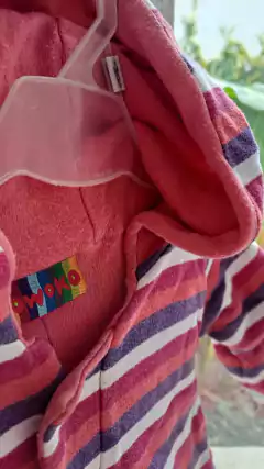 3/6M | OUTLET- Buzo de algodón, a rayas rojo, violeta y naranja. OWOKO Talle 1. (Corresponde a 3 a 6 meses). en internet