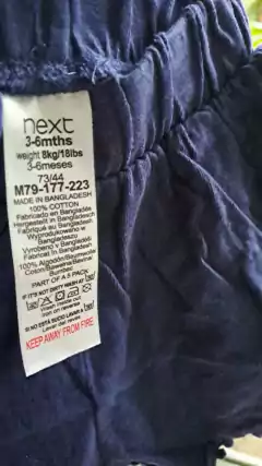 3M | OUTLET- Set: remera SM + short azul algodón. pasamanería en dorsos. NEXT.Talle 3a6 meses - Lo Canto • Moda Circular