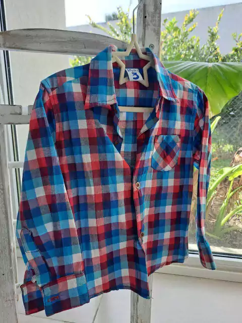 3A | Camisa ML rojo y azul - GUILIGAN - Talle 3 años