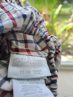 12/18M | Camisa/Body ML a cuadros bordó y azul - PATTISSERIE - Talle 12 a 18 meses - comprar online