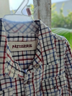 12/18M | Camisa/Body ML a cuadros bordó y azul - PATTISSERIE - Talle 12 a 18 meses en internet