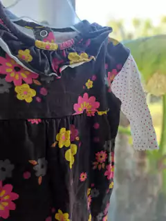 3M | Enterito algodón a la rodilla ML , marrón c flores fucsia y mangas lunares-CARTERS-Talle 3 meses en internet