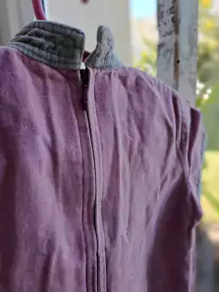 3A | Vestido MC pana violeta y gris c ganchos cuello mao, cierre atrás - Talle 3 años - Lo Canto • Moda Circular