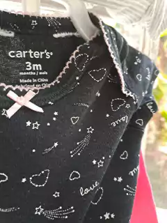 3M | Set 3 bodys: rosa ML + gris MC + negro MC - CARTERS - Talle 3 meses - Lo Canto • Moda Circular