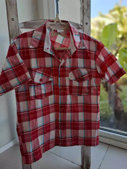 8A | ALE - Camisa MC a cuadros roja, celeste y blanca - ANCHUS - Talle 8 años