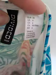 Vestido de flores en azul y naranja, grueso. -H&M .Talle 36 - comprar online