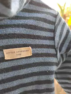 3M | Campera c capucha de algodón a rayas celeste y azul - LITTLE AKIABARA - Talle 3 meses - comprar online