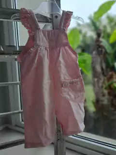 RN | Jardinero rosa c volados - BABY COTTONS - Talle NB - Lo Canto • Moda Circular