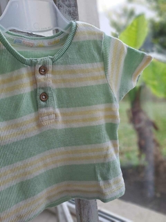 0/3M | Remera MC morley a rayas verde claro y amarillo - PRIMARK -Talle 0a 3 meses - comprar online