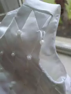 Imagen de 0/3M | Vestido SM blanco forrado en tul en capas, aplique de perlas - AMERICAN PRINCESS - 0 a 3 meses.