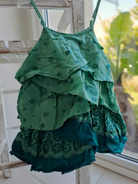 12M | Vestido con capas en verde agua - CHEEKY - Talle XL. 12 meses.