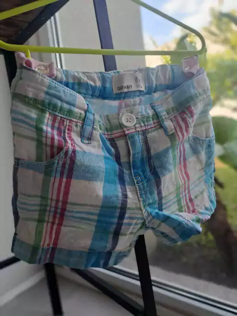 5A | Short a cuadros celestes y rosas - OLD NAVY - Talle 5 años
