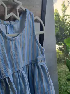 2A | Vestido SM corderoy a rayas celeste y beige - Talle 2 años en internet