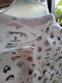 9M | Saquito de algodón blanco con dibujitos de color - CARTERS - Talle 9 meses en internet