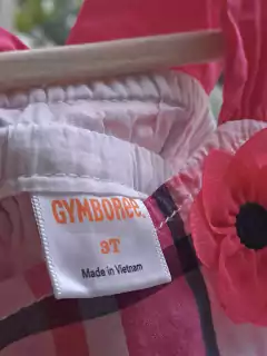 3A | Vestido a cuadros rosa y azul, forrado, SM c breteles anchos fucsia, aplique de flor-GYMBOREE -Talle 3 años - comprar online