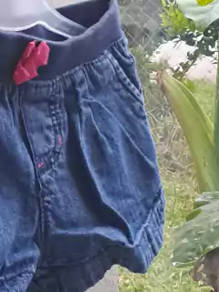 12M | Short de jean azul c cordón fucsia - CHEROKEE - Talle 12 meses - Lo Canto • Moda Circular