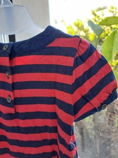 12M | Remera MC a rayas azul y rojo, con moño abotonada - TOMMY HILFIGER - Tale 12 meses - Lo Canto • Moda Circular