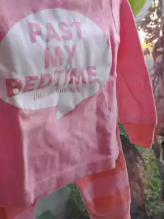 3/6M | Pijama remera ML rosa + pantalón rayado naranja y rosa "Still awake" - PLACE - Talle 3a6 meses - comprar online