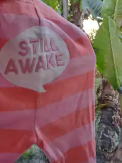 3/6M | Pijama remera ML rosa + pantalón rayado naranja y rosa "Still awake" - PLACE - Talle 3a6 meses